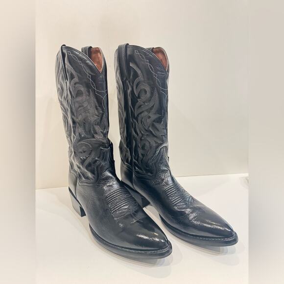 Dan Post Black Ostrich Leather Cowboy Boots | Size 10.5 - Picture 1 of 15